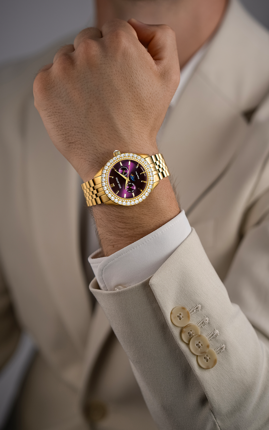 NEW Cinque Terre / President Bracelet, Gold Color, Swiss Movement