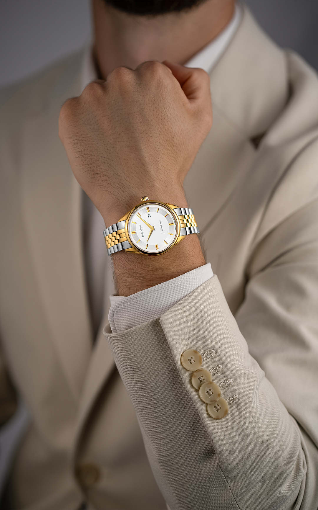 Colosseo di Roma Automatic / President Bracelet, Silver & Gold Color, Swiss Movement