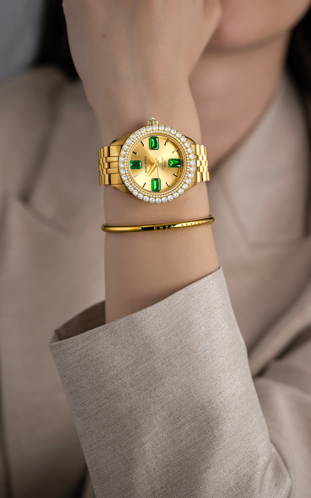 Murano Automatic / President Bracelet, Gold Color, Swiss Movement.