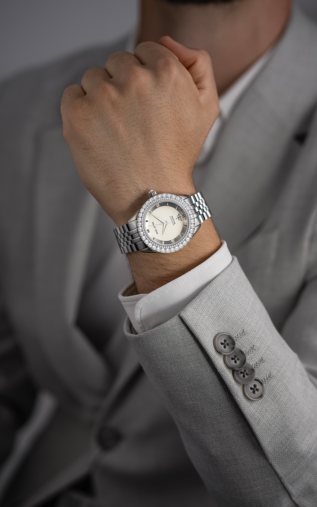 Torre di Pisa Automatic / President Bracelet, Silver Color, Swiss Movement