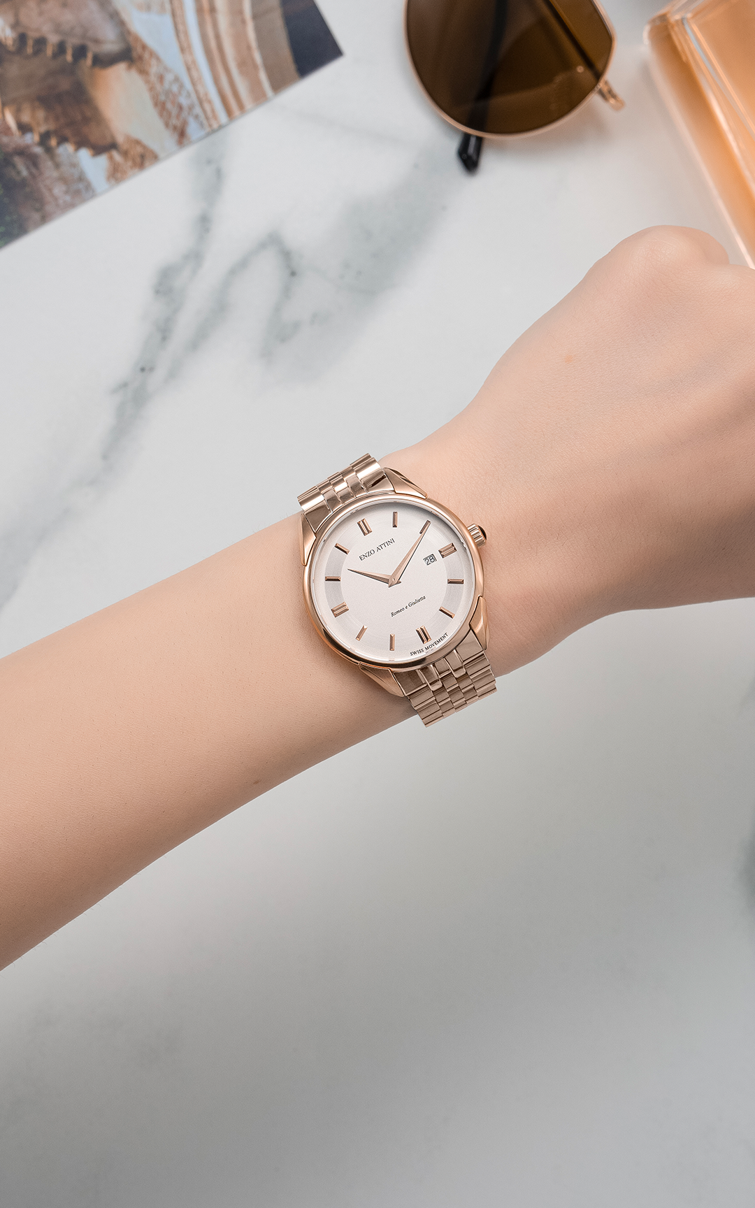 Romeo e Giulietta, Verona / President Bracelet, Rose Gold Color, Swiss Movement.