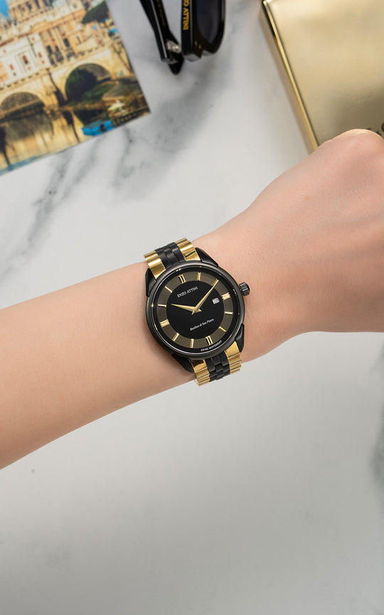 Basilica di San Pietro, Roma / President Bracelet, Gold & Black Color, Swiss Movement.