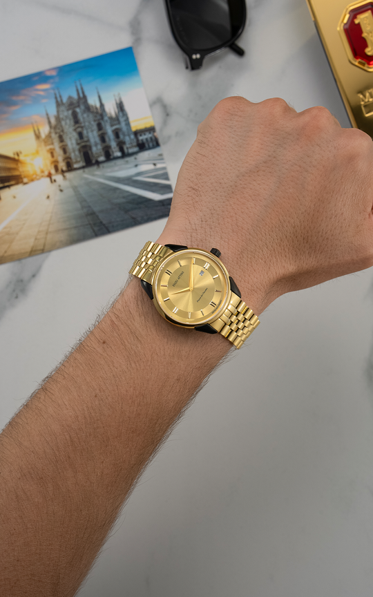 NEW Piazza del Duomo, Milano / President Bracelet, Gold Color, Swiss Movement