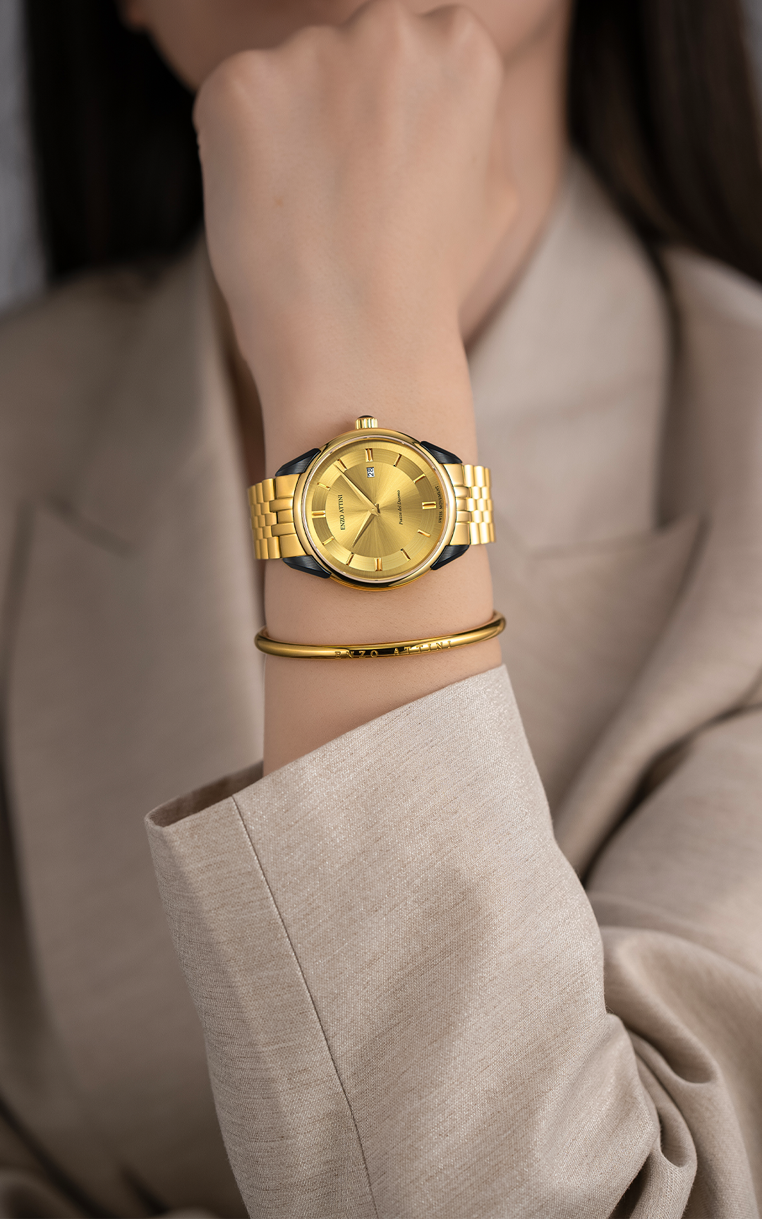 NEW Piazza del Duomo, Milano / President Bracelet, Gold Color, Swiss Movement.