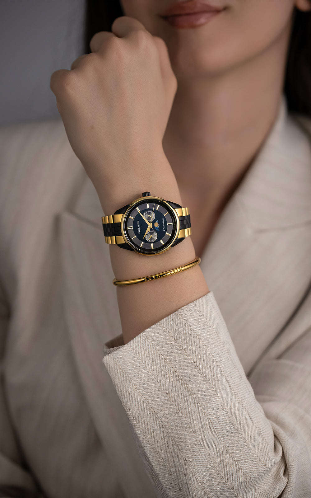 il Ponte di Rialto, Venezia / President Bracelet, Gold & Black Color, Swiss Movement.