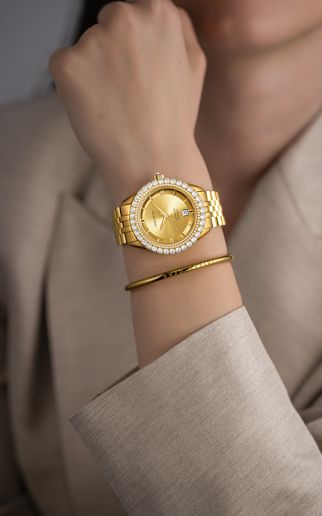 Val d'Orcia Automatic / President Bracelet, Gold Color, Swiss Movement.