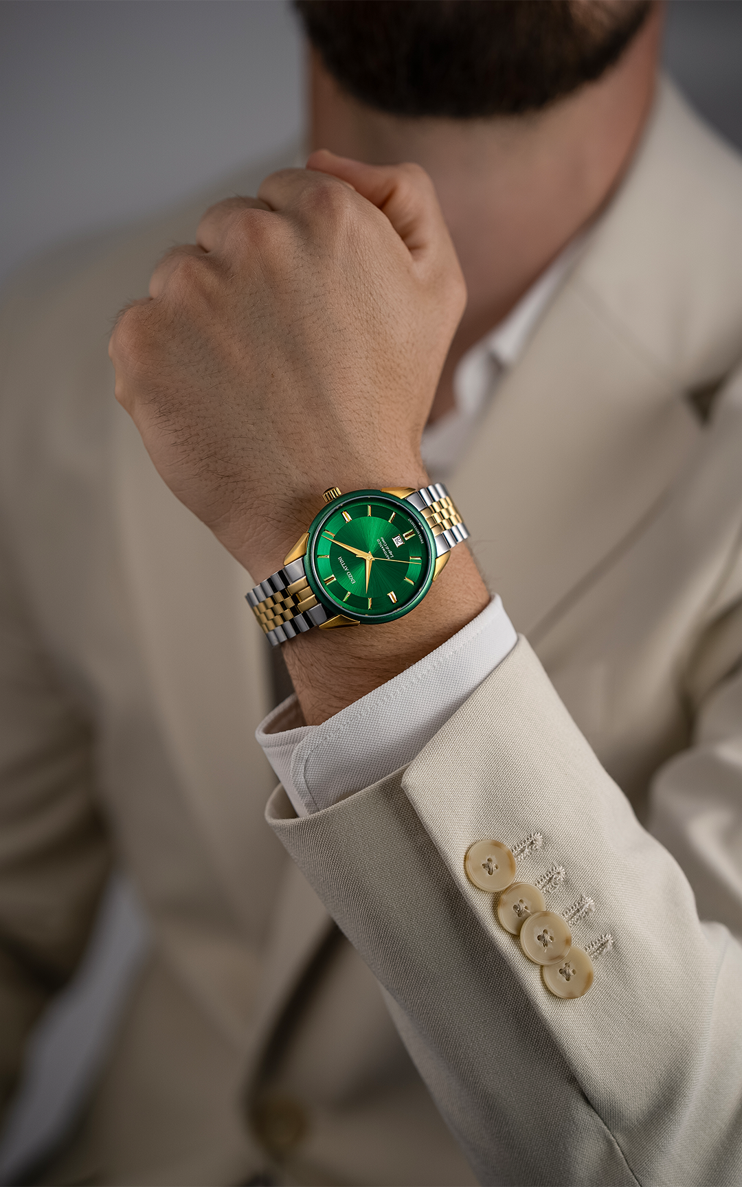 Lago di Como Automatic / President Bracelet, Silver & Gold Color, Swiss Movement