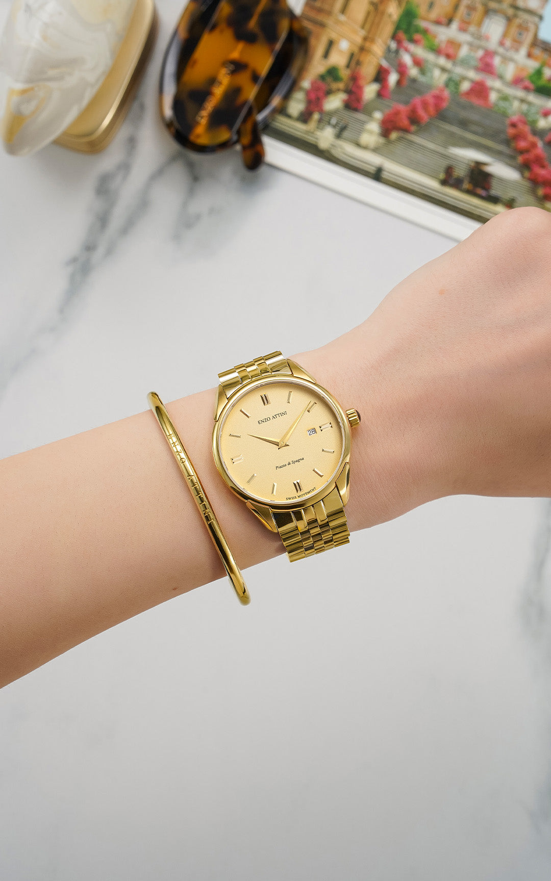 Piazza di Spagna, Roma - President Bracelet / Swiss Movement.