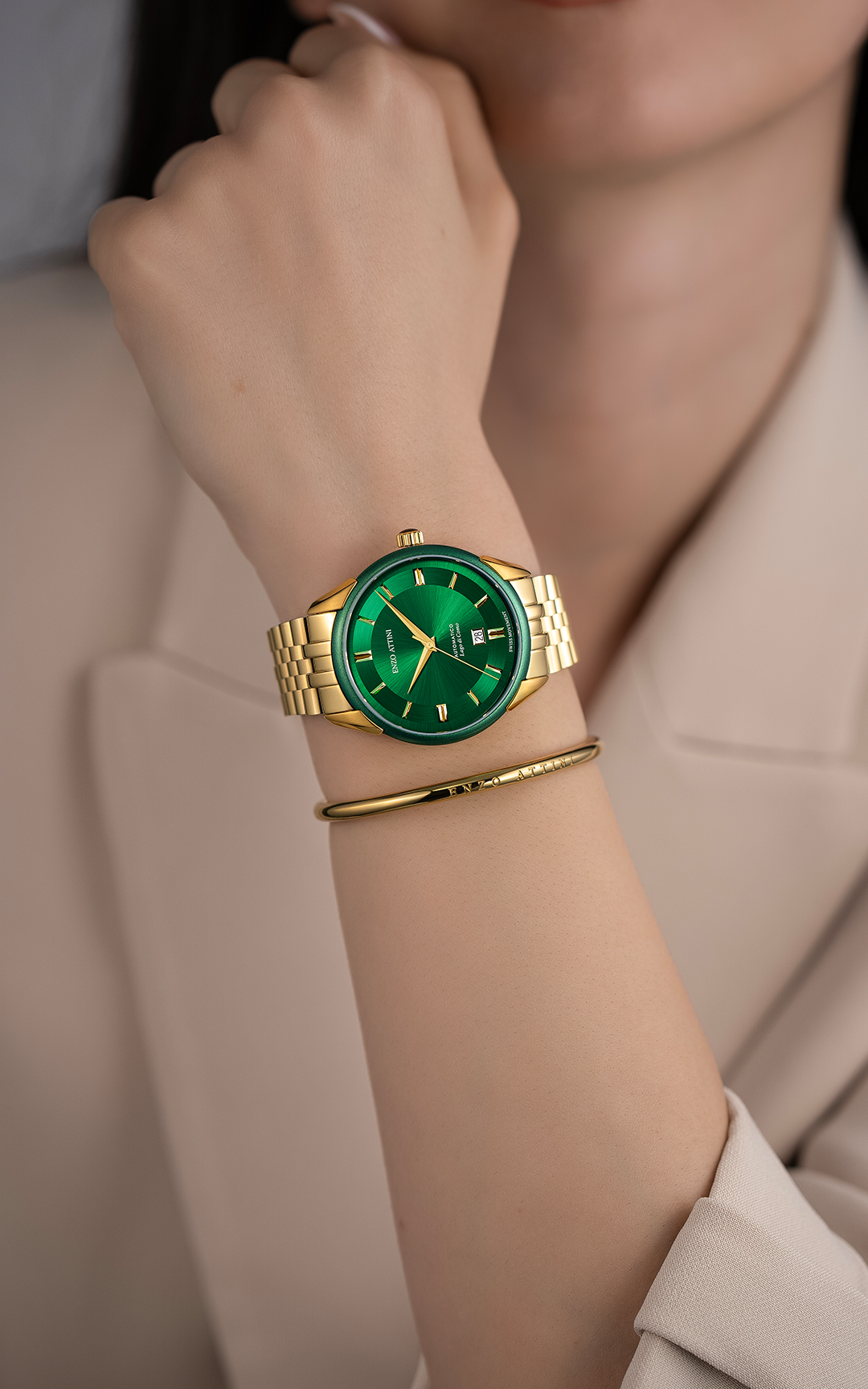 Lago di Como Automatic / President Bracelet, Gold Color, Swiss Movement.