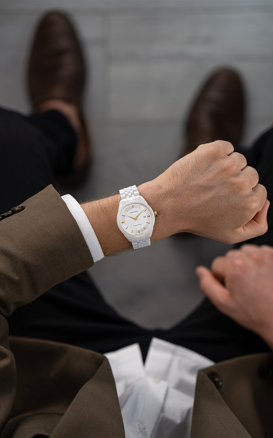 Colosseo di Roma / Ceramic Bracelet, White Color, Swiss Movement