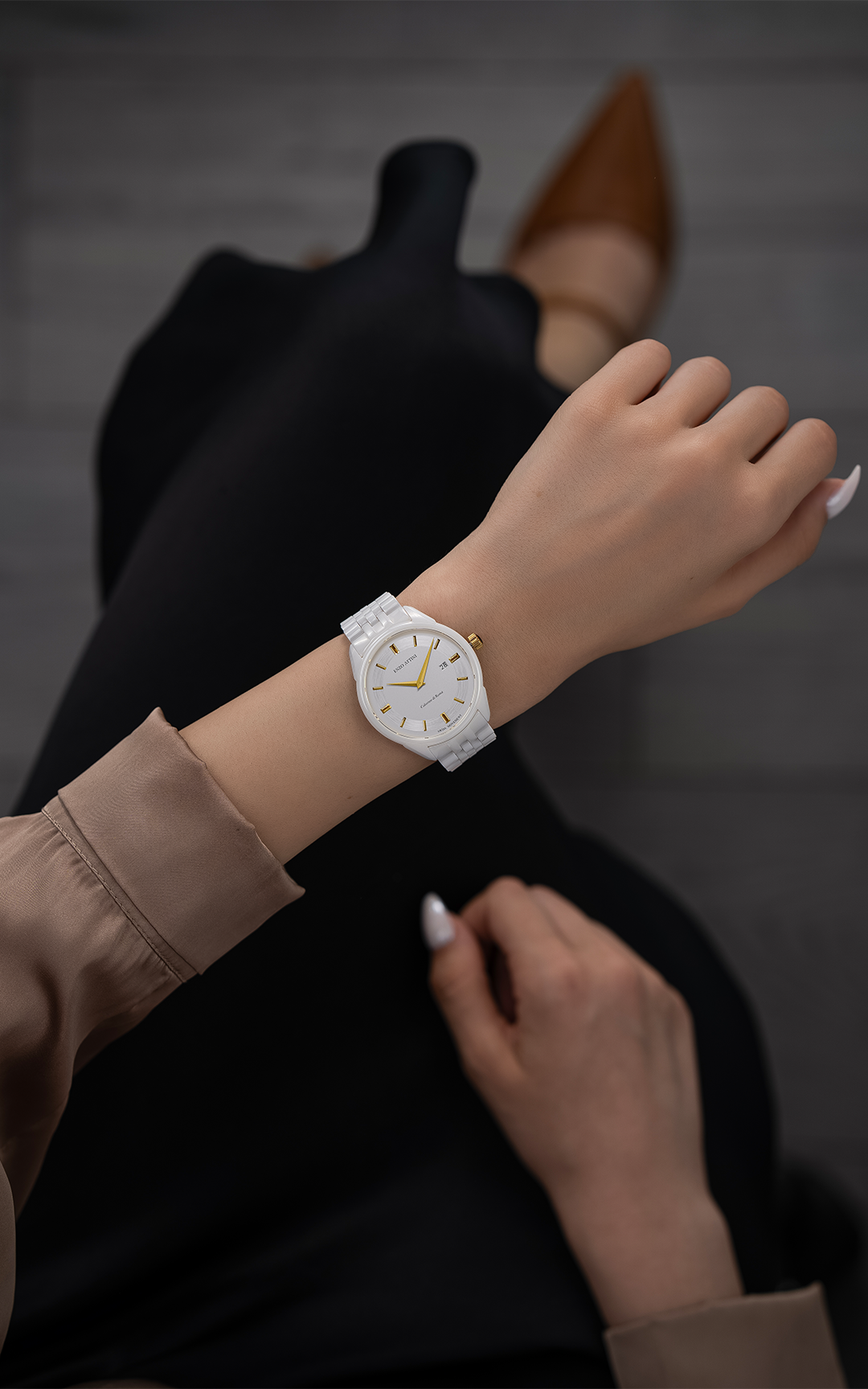 Colosseo di Roma / Ceramic Bracelet, White Color, Swiss Movement.