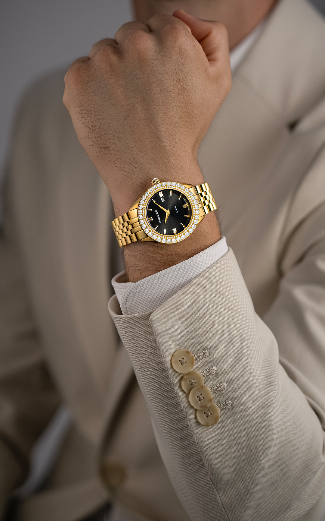 NEW La Scala / President Bracelet, Gold Color, Swiss Movement