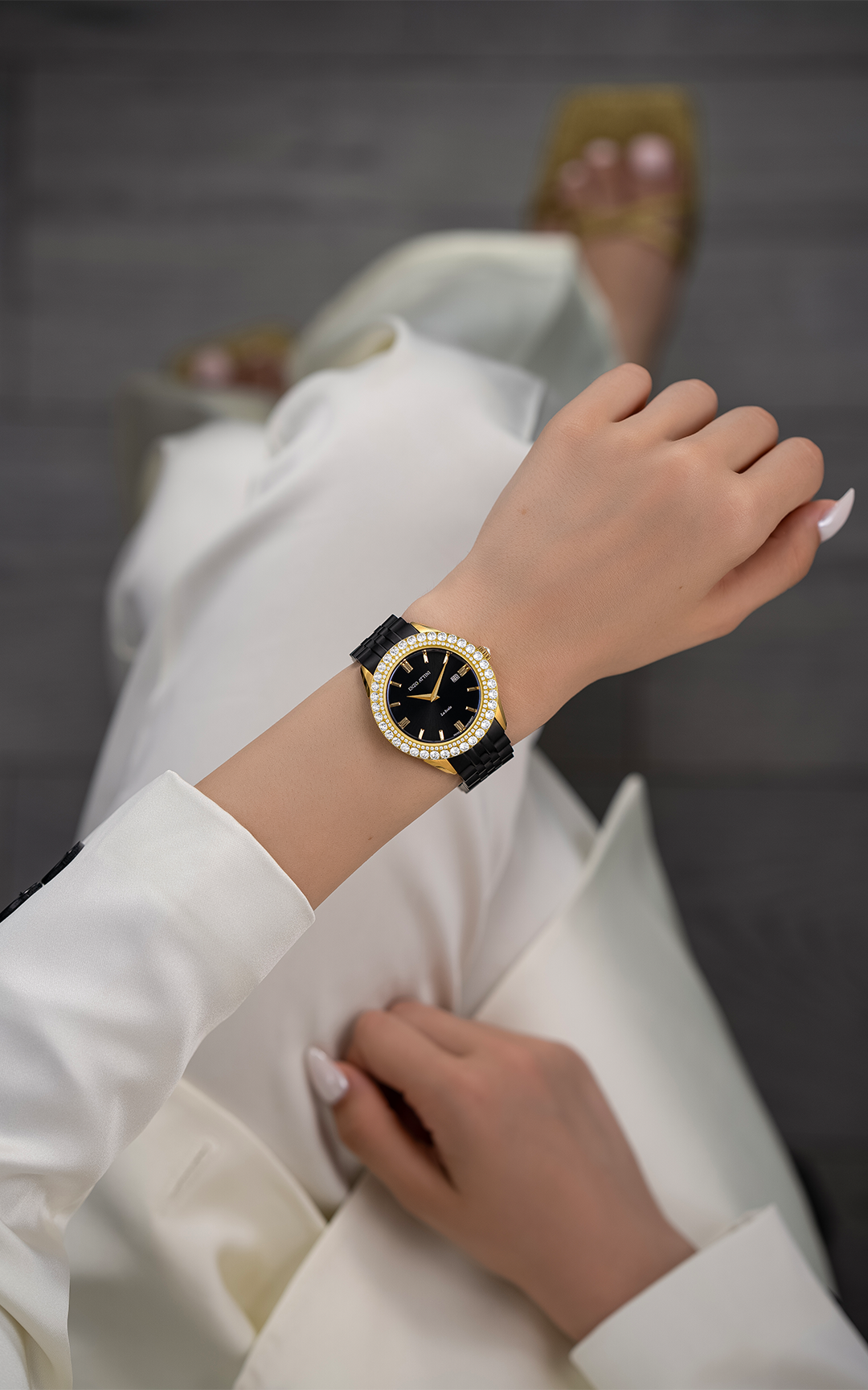 NEW La Scala / President Bracelet, Black Color, Swiss Movement.