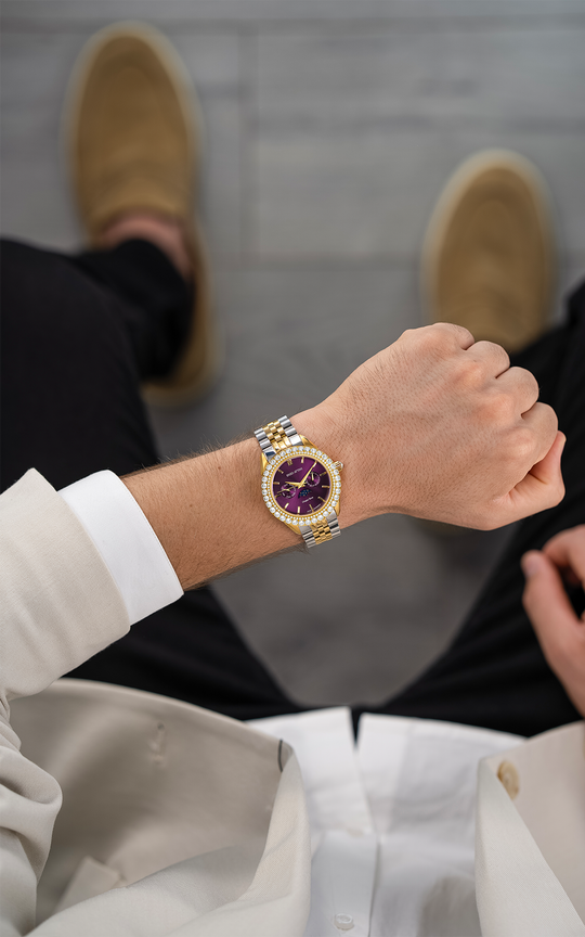 NEW Cinque Terre / President Bracelet, Silver & Gold Color, Swiss Movement