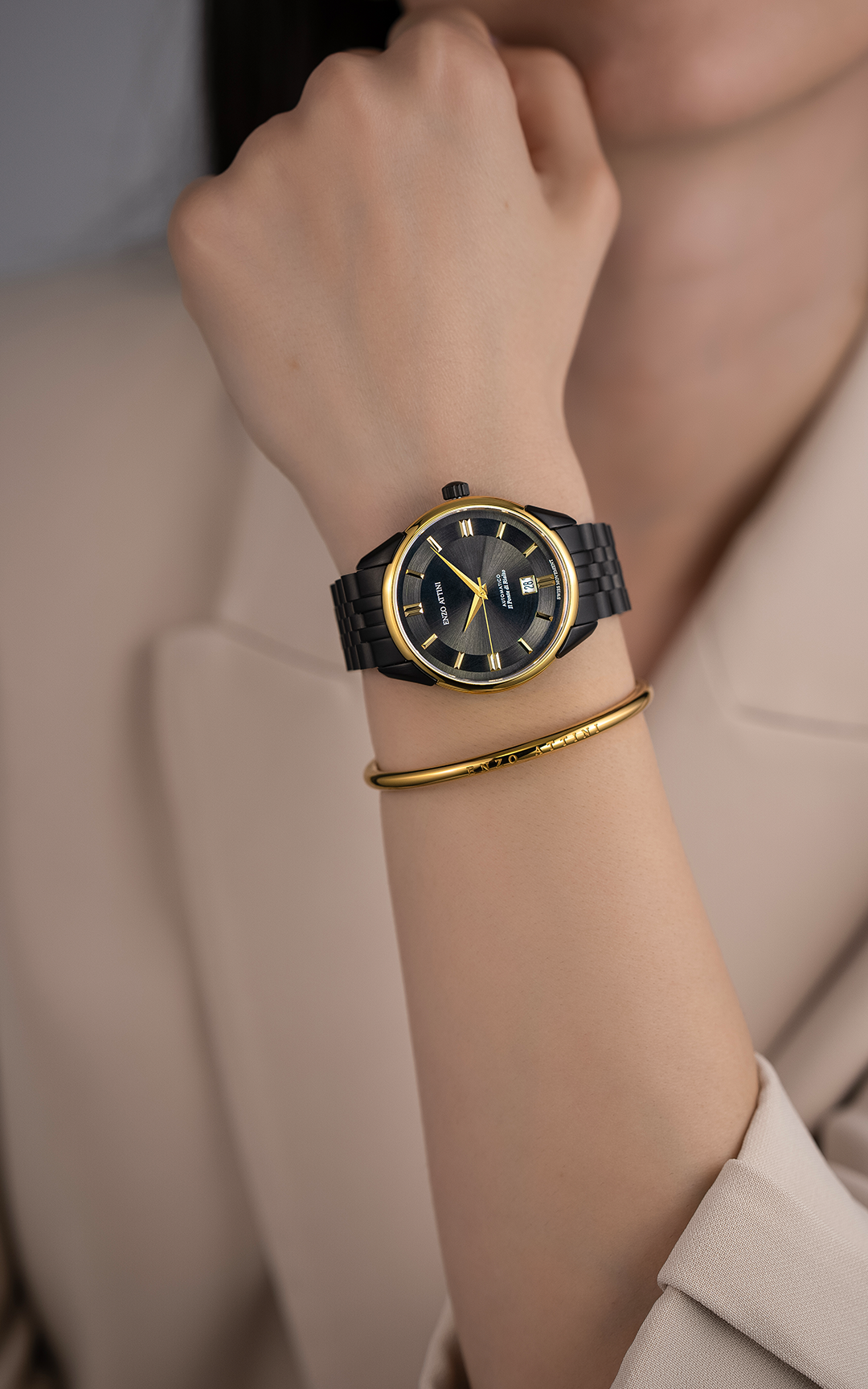il Ponte di Rialto Automatic / President Bracelet, Black Color, Swiss Movement.