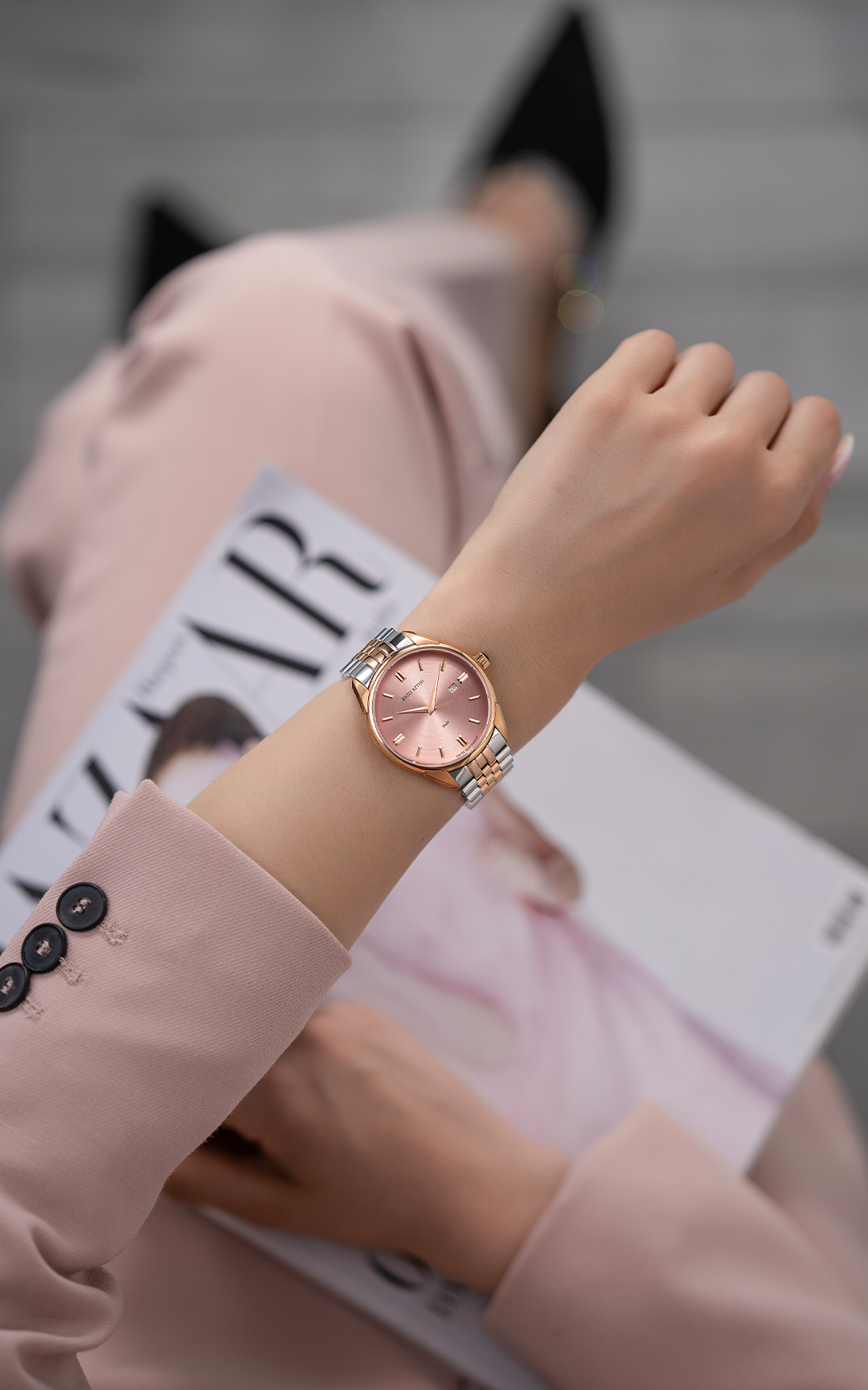 Trulli / President Bracelet, Silver & Rose Gold Color, Swiss Movement.