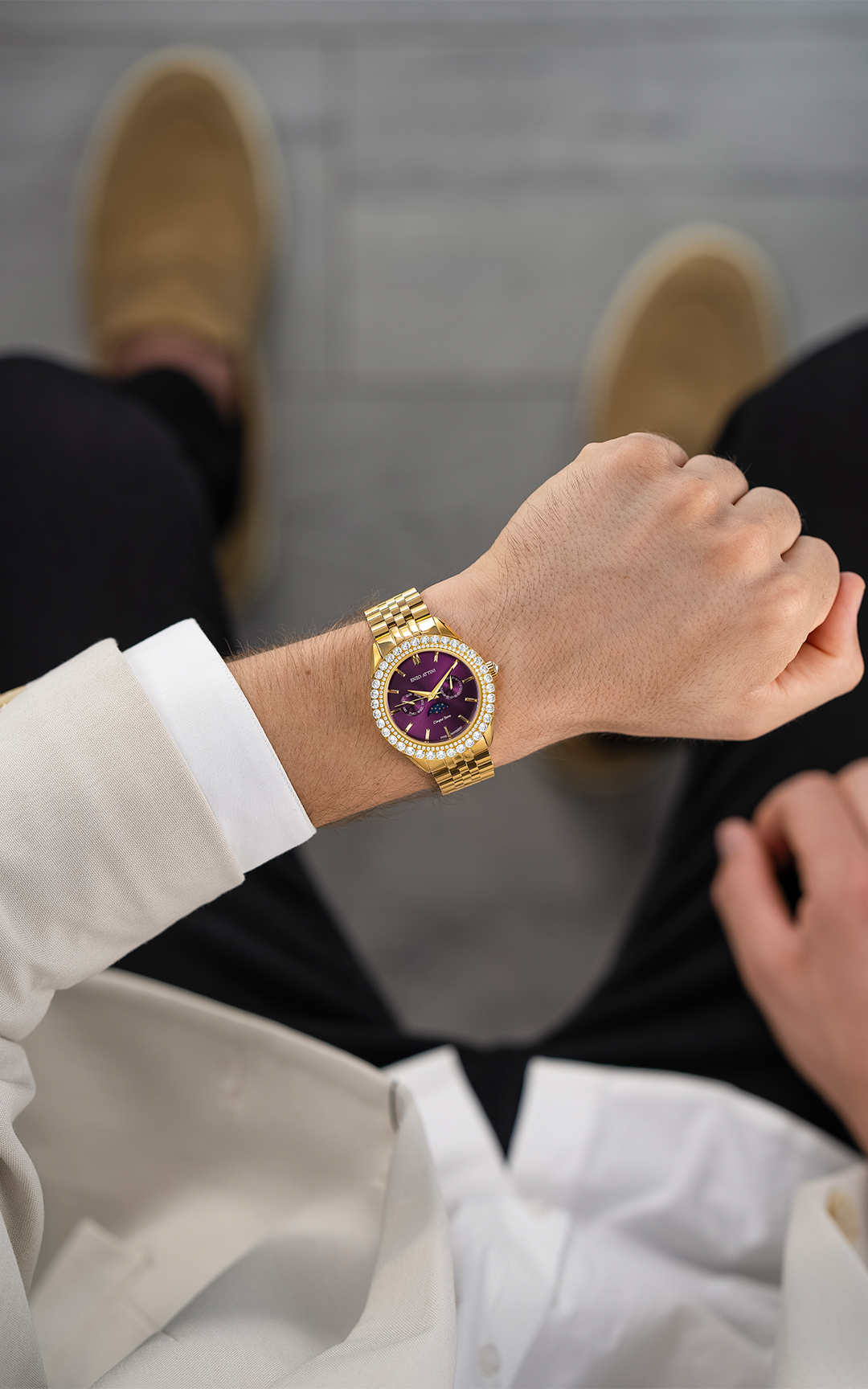 NEW Cinque Terre / President Bracelet, Gold Color, Swiss Movement