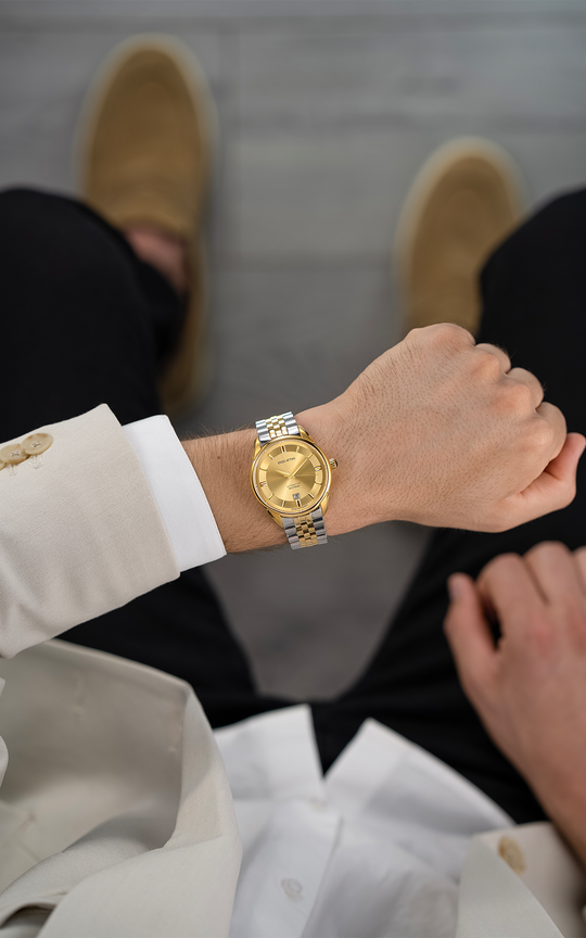 Val d'Orcia Automatic / President Bracelet, Silver & Gold Color, Swiss Movement