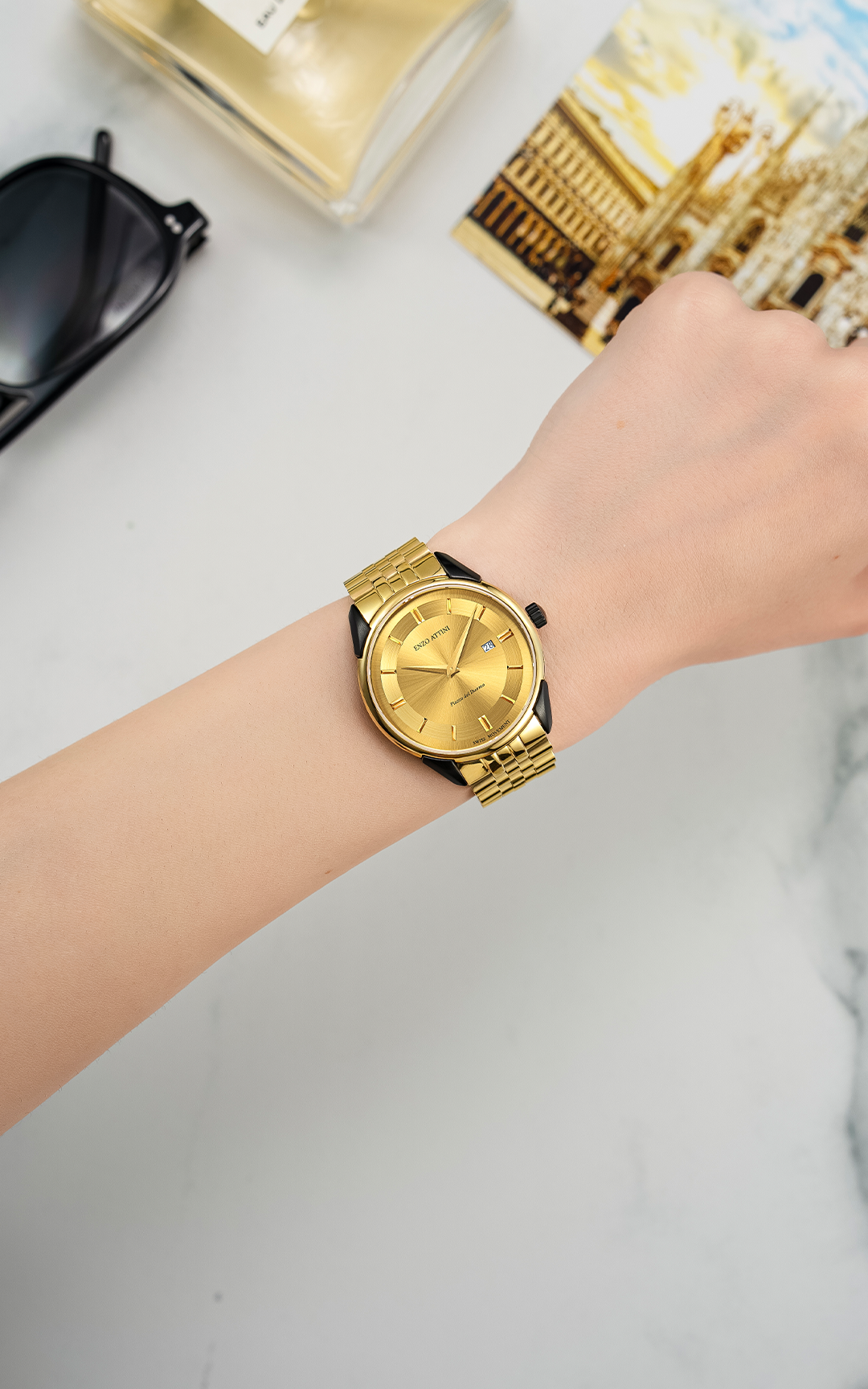 NEW Piazza del Duomo, Milano / President Bracelet, Gold Color, Swiss Movement.