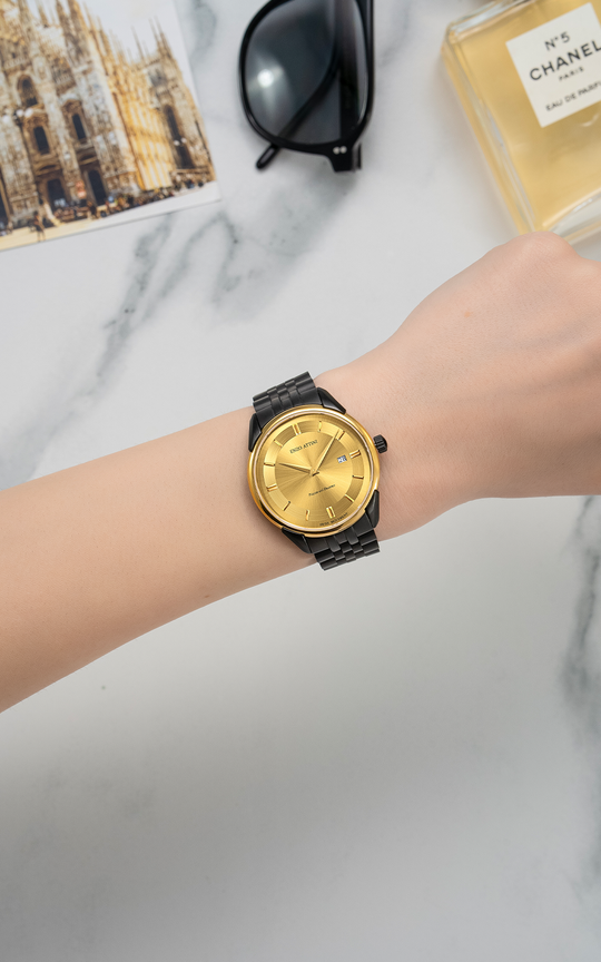 NEW Piazza del Duomo, Milano / President Bracelet, Black Color, Swiss Movement.