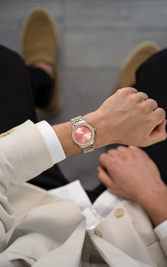 NEW Trulli / President Bracelet, Silver & Rose Gold Color, Swiss Movement