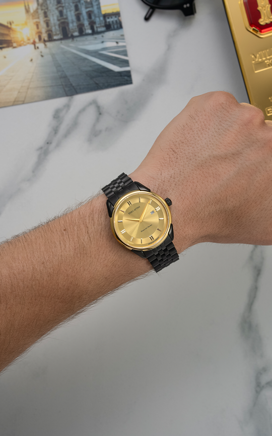 NEW Piazza del Duomo, Milano / President Bracelet, Black Color, Swiss Movement