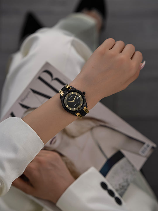 Basilica di San Pietro, Roma / President Bracelet, Gold & Black Color, Swiss Movement.