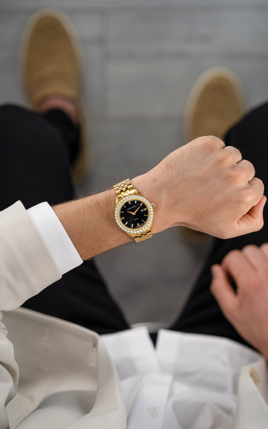 NEW La Scala / President Bracelet, Gold Color, Swiss Movement