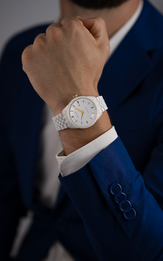 Colosseo di Roma / Ceramic Bracelet, White Color, Swiss Movement