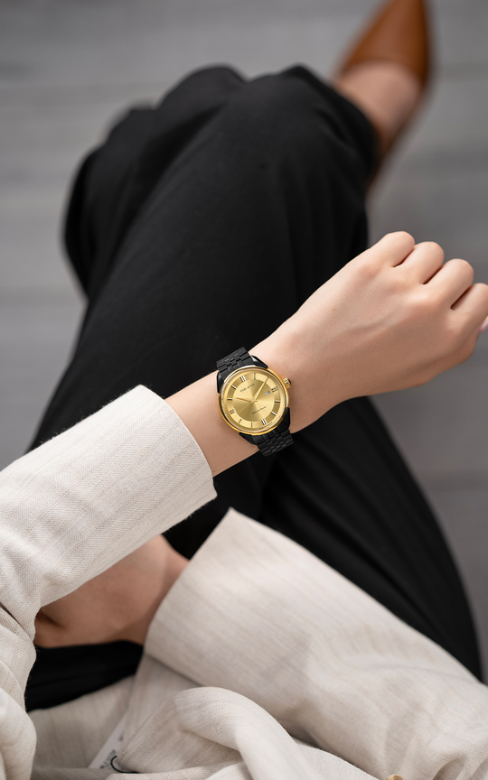 NEW Piazza del Duomo, Milano / President Bracelet, Black Color, Swiss Movement.