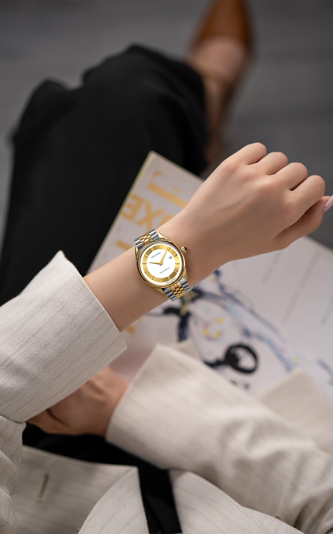 NEW Piazza del Plebiscito / President Bracelet, Silver & Gold Color, Swiss Movement.