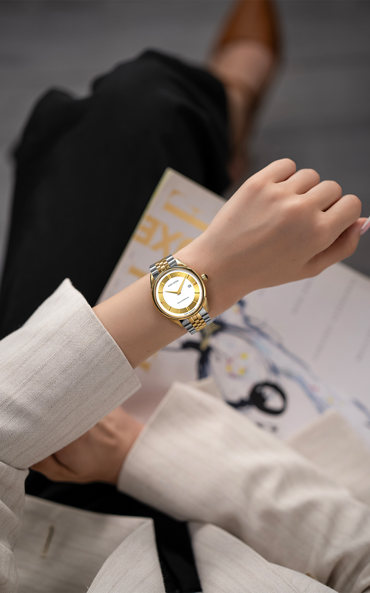 NEW Piazza del Plebiscito / President Bracelet, Silver & Gold Color, Swiss Movement.