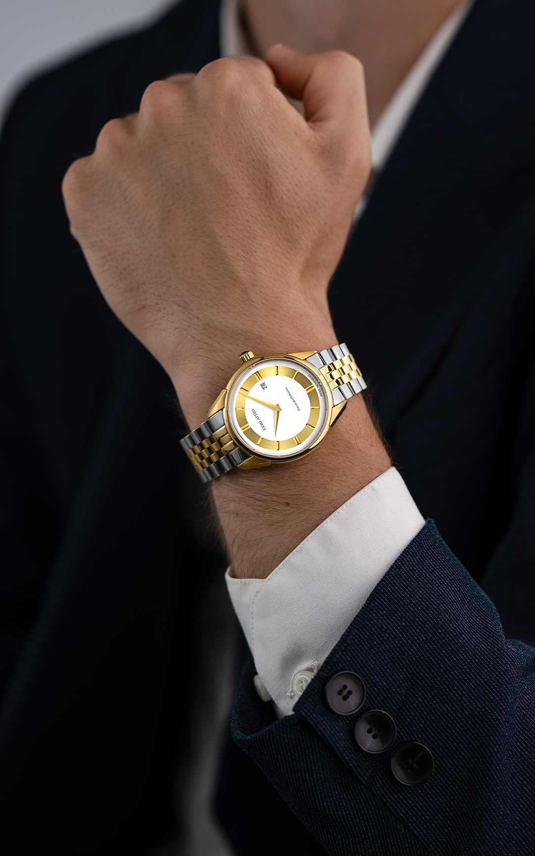NEW Piazza del Plebiscito / President Bracelet, Silver & Gold Color, Swiss Movement