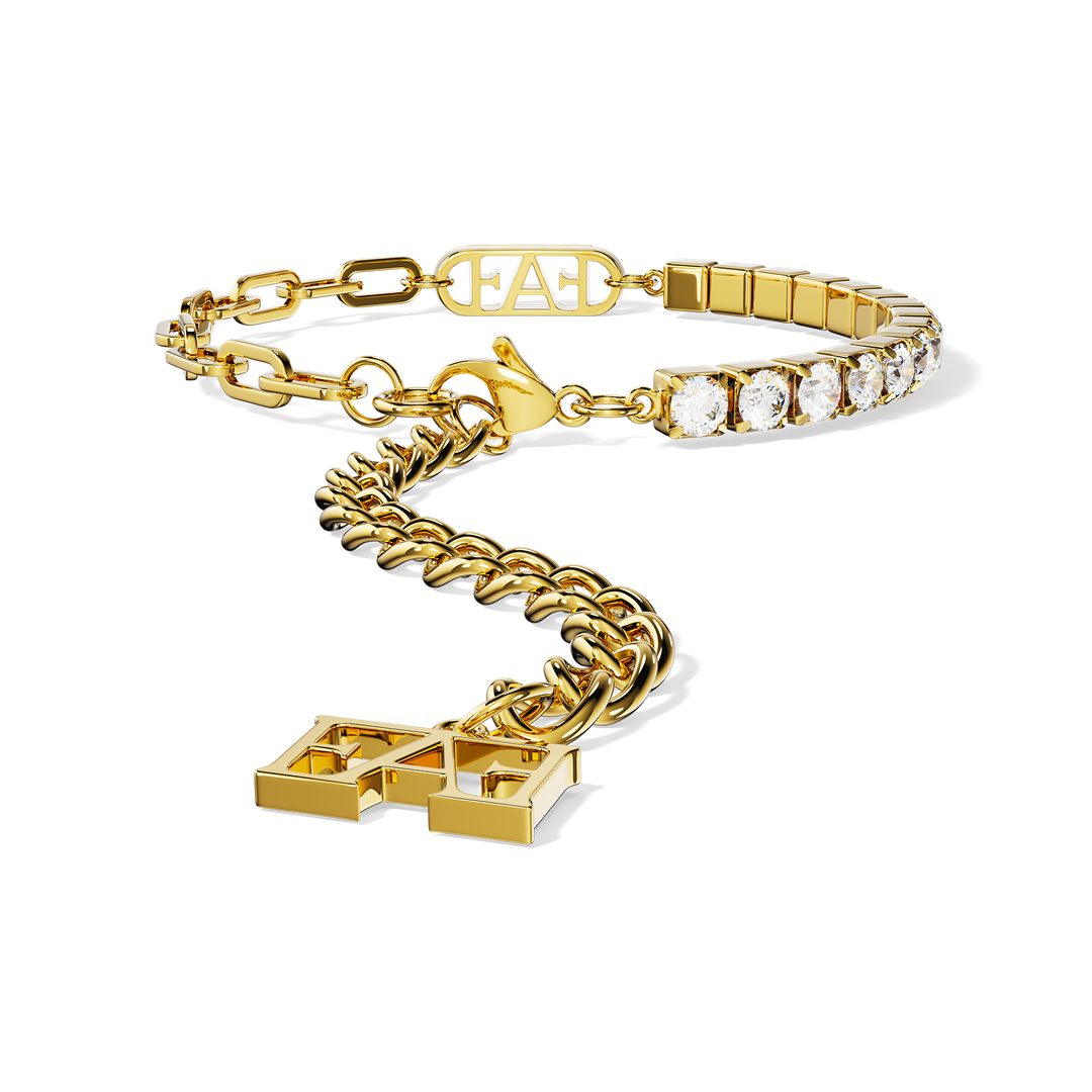 Glam Tennis Chain Bracelet / White Color