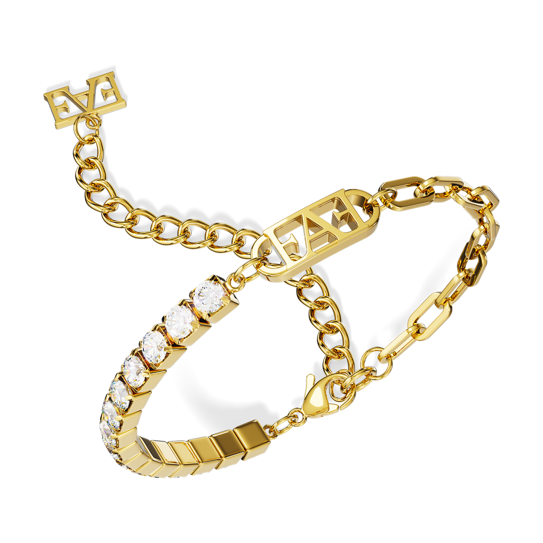 Glam Tennis Chain Bracelet / White Color