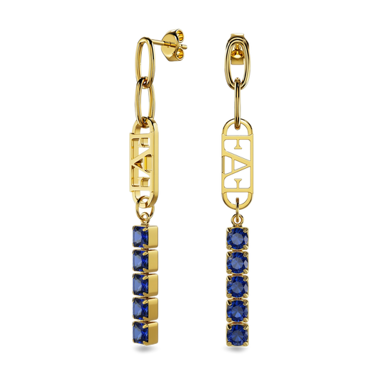 Glam Tennis Chain Earrings / Blue Color
