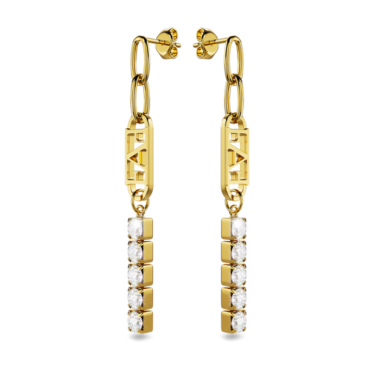 Glam Tennis Chain Earrings / White Color