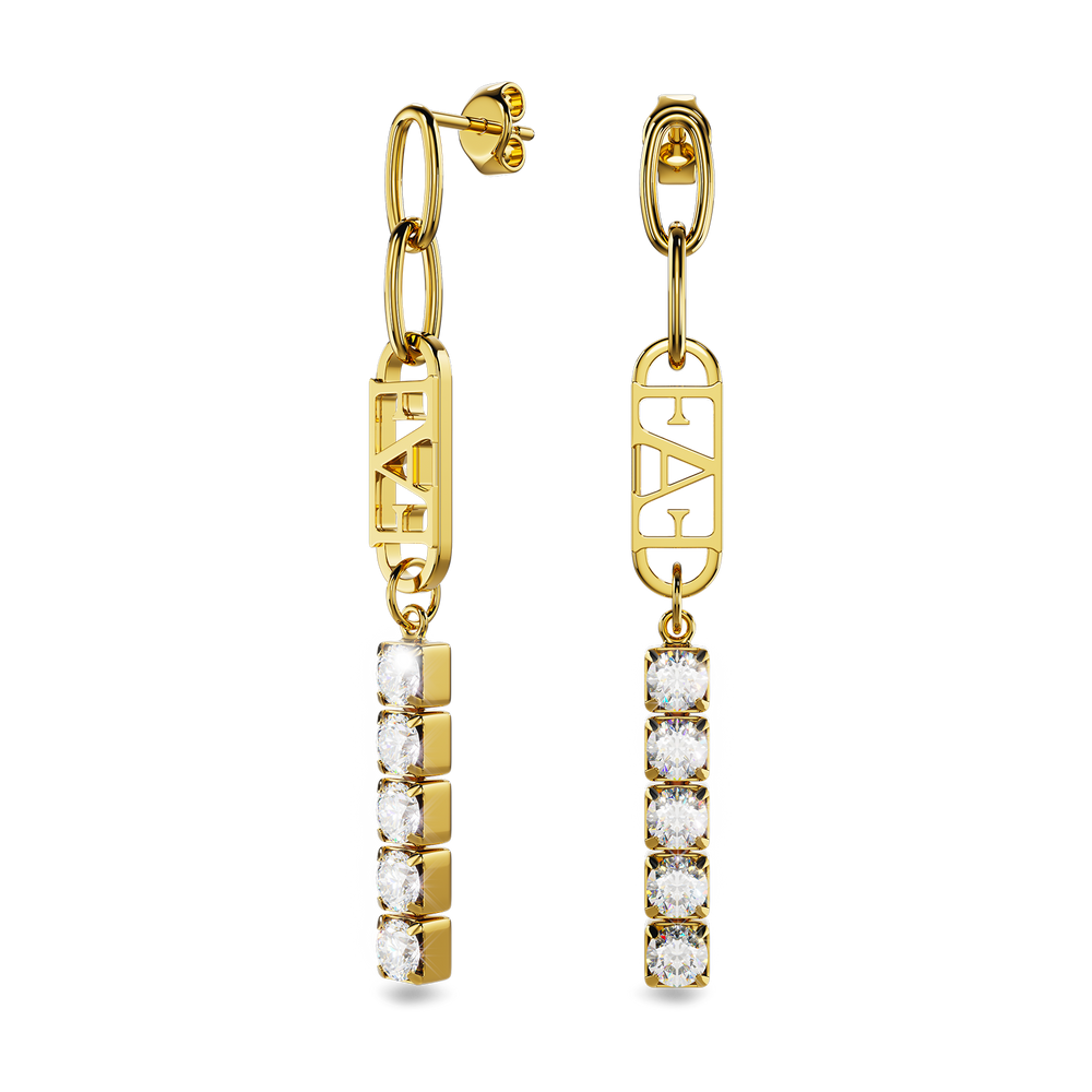 Glam Tennis Chain Earrings / White Color