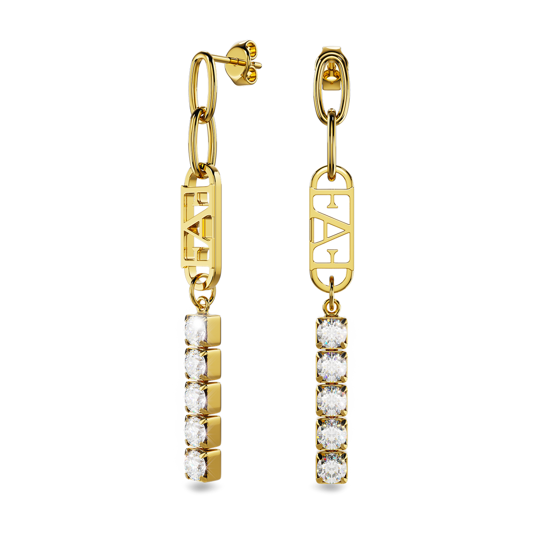 Glam Tennis Chain Earrings / White Color