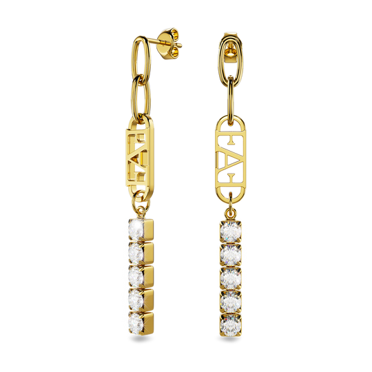 Glam Tennis Chain Earrings / White Color