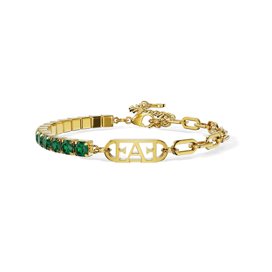 Glam Tennis Chain Bracelet / Green Emerald Color