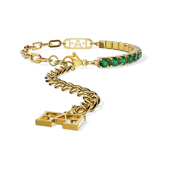Glam Tennis Chain Bracelet / Green Emerald Color