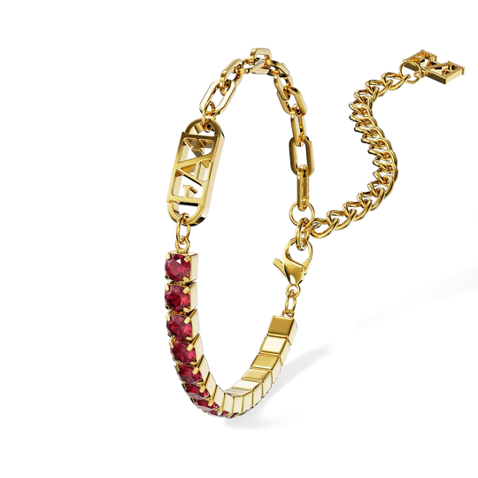 Glam Tennis Chain Bracelet / Red Ruby Color
