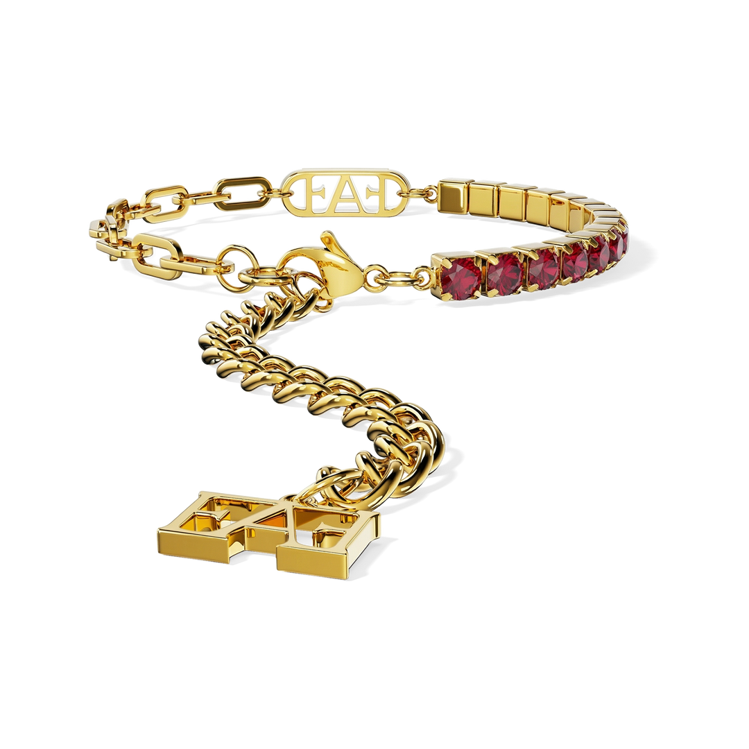 Glam Tennis Chain Bracelet / Red Ruby Color