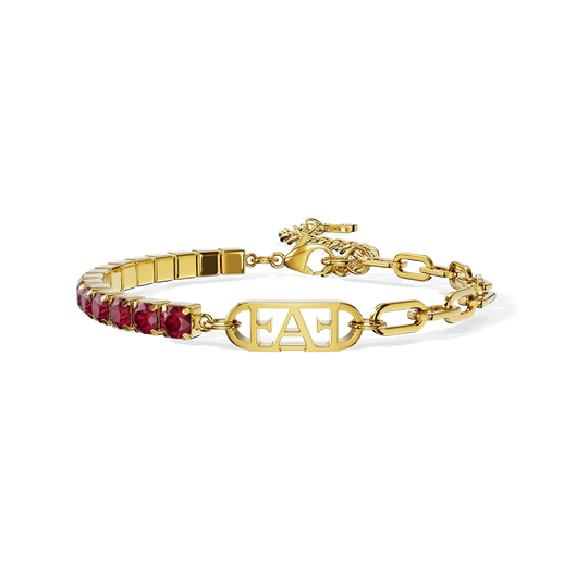 Glam Tennis Chain Bracelet / Red Ruby Color