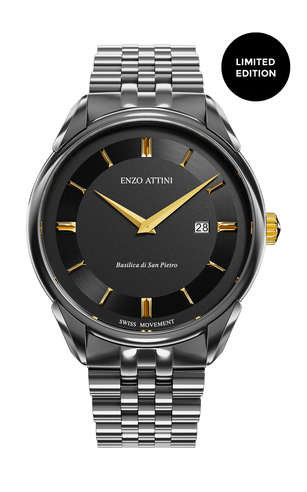 Basilica di San Pietro ll / Ceramic Bracelet, Black Color, Swiss Movement - Enzo Attini