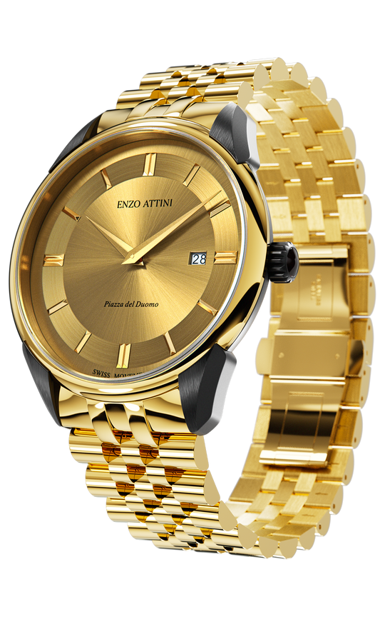 NEW Piazza del Duomo, Milano / President Bracelet, Gold Color, Swiss Movement.