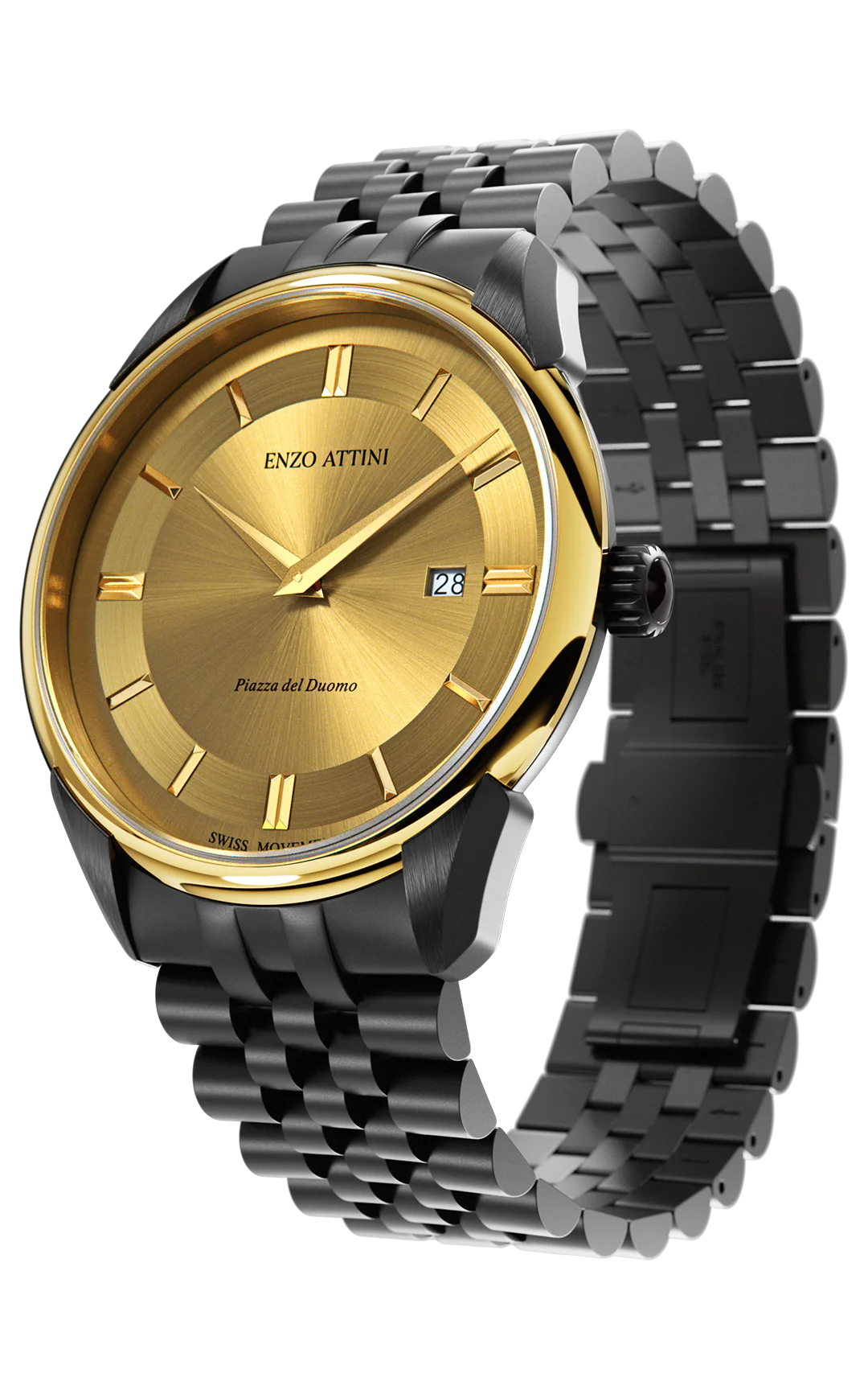 NEW Piazza del Duomo, Milano / President Bracelet, Black Color, Swiss Movement.
