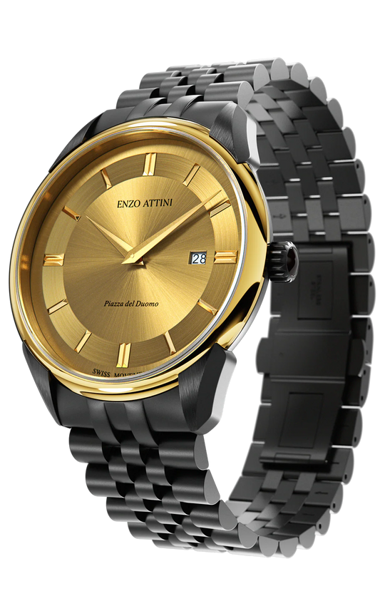 NEW Piazza del Duomo, Milano / President Bracelet, Black Color, Swiss Movement.