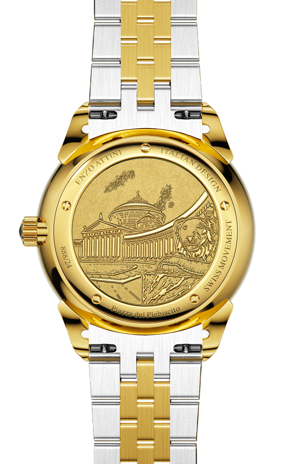 NEW Piazza del Plebiscito / President Bracelet, Silver & Gold Color, Swiss Movement